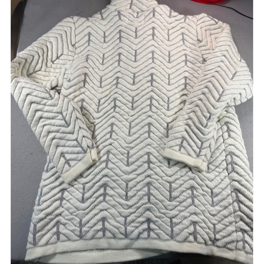 LCR Black Edition Mens 3XL Ecru Grey Chevron Knit Double Breasted Cardigan Coat - Picture 8 of 8